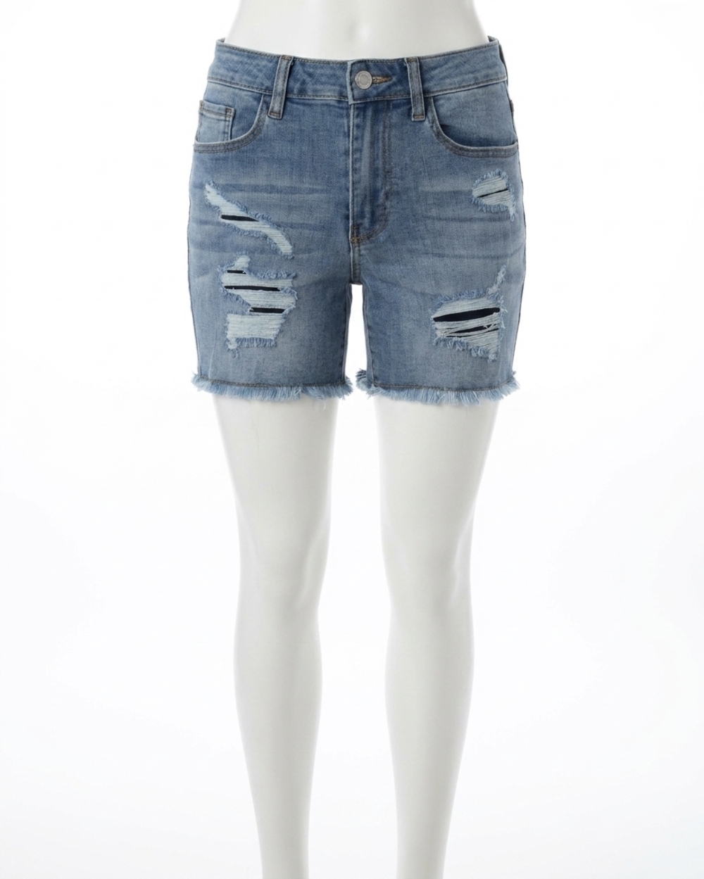 NEW GRACE AND LACE patched distressed shorts in light midwash